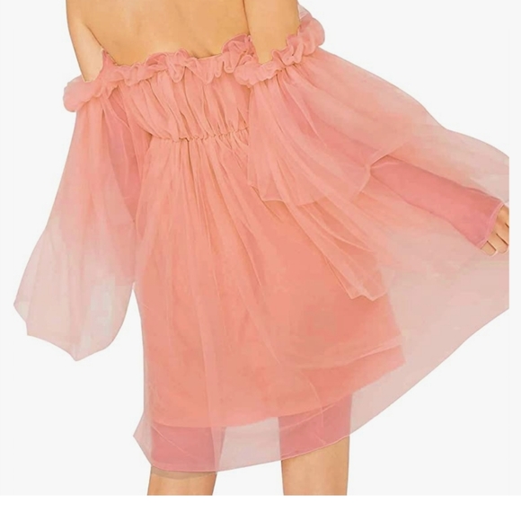 Mesh ruffle off-the-shoulder dress - Picture 4 of 5